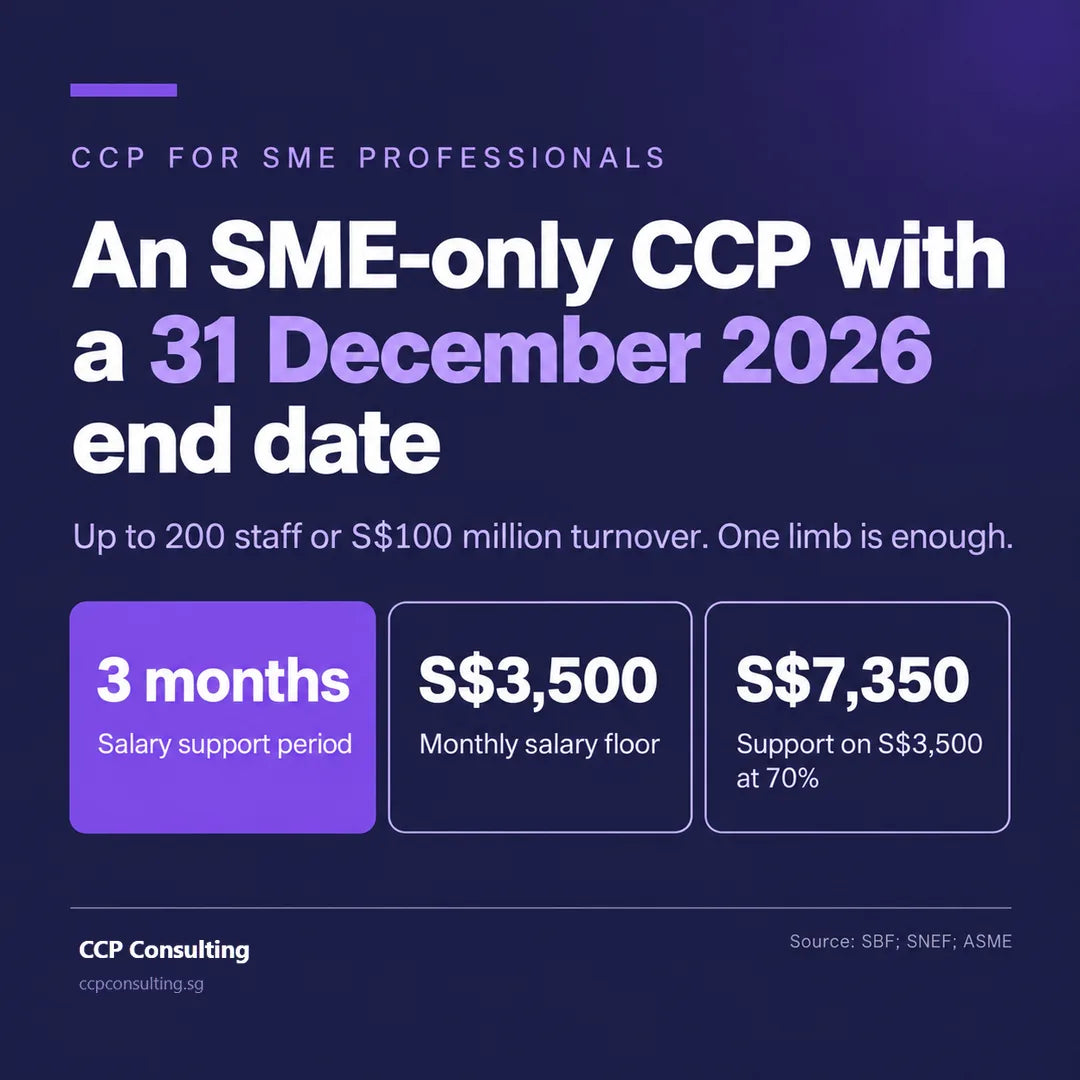 Career conversion programme for SME professionals: 3 months of support, S$3,500 floor, 31 December 2026 end